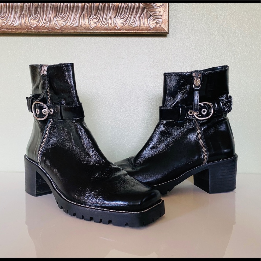 Zara Square Toe Biker Ankle Boots